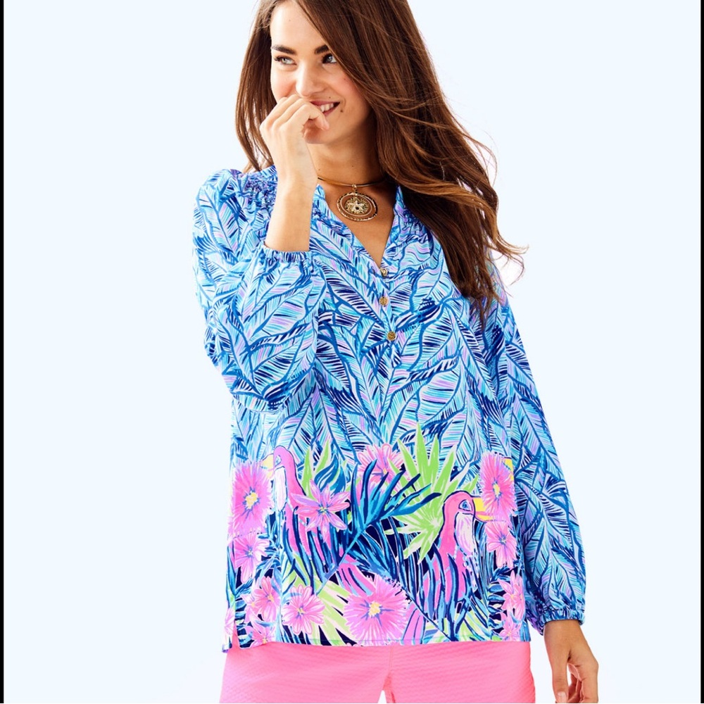 Lilly Pulitzer Let's Mango engineered Elsa silk top medium